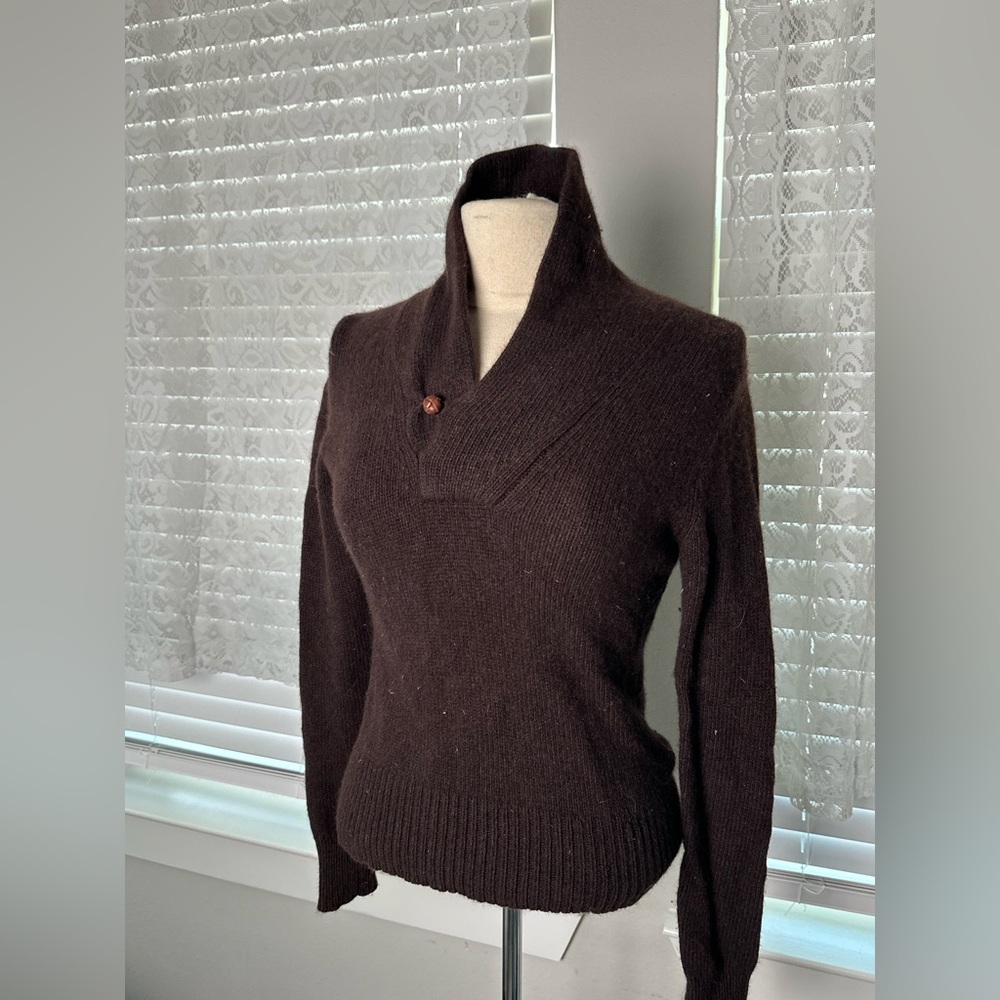 Ralph Lauren Brown 55% Cashmere & 45% Wool Sweater with Mock Collar